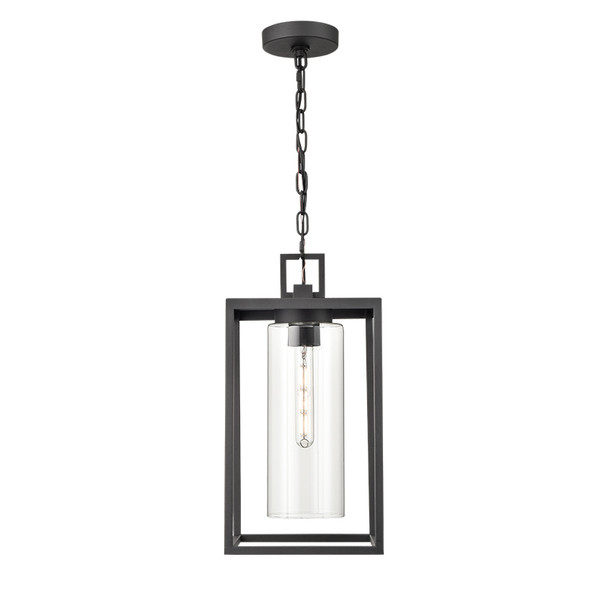Ellway One Light Outdoor Pendant, 1-Light, Medium (E26) Base, 100W, 120V, Textured Black, Clear Glass, Wet Location