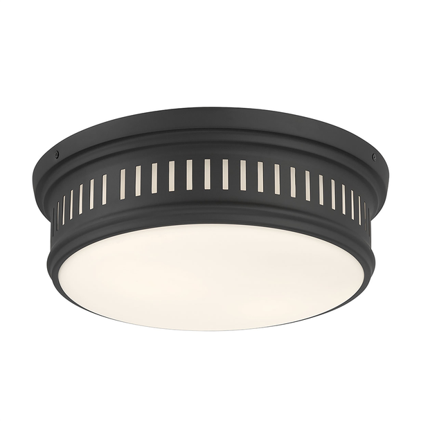 Velune Two Light Flush Mount, Matte Black, 2-Light, E26 Medium Base, 120V