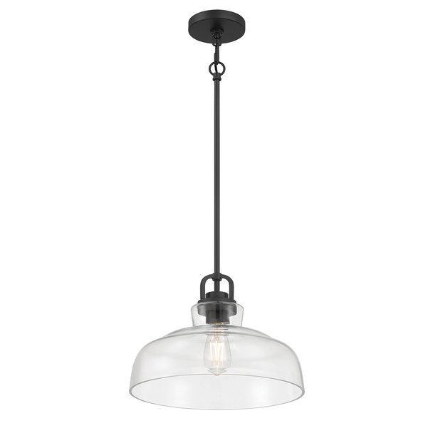 Clarien One Light Pendant, Matte Black, 1-Light, E26 Medium Base, 60W, 120V