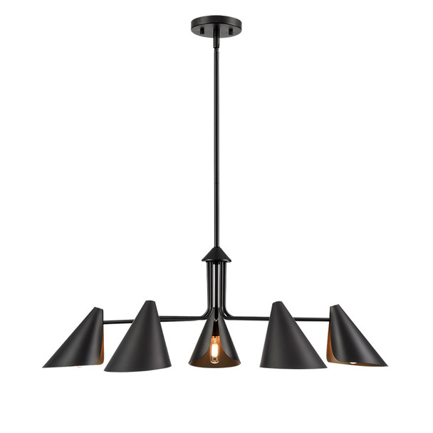 Warhol Five Light Chandelier, Matte Black, 5-Light, E12 Candelabra Base, 120V