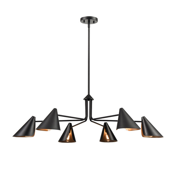 Warhol Six Light Chandelier, Matte Black, 6-Light, E12 Candelabra Base, 120V