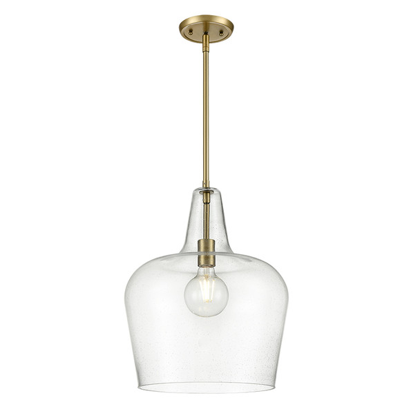 Puckette One Light Pendant, Vintage Brass, 1-Light, E26 Medium Base, 60W, 120V