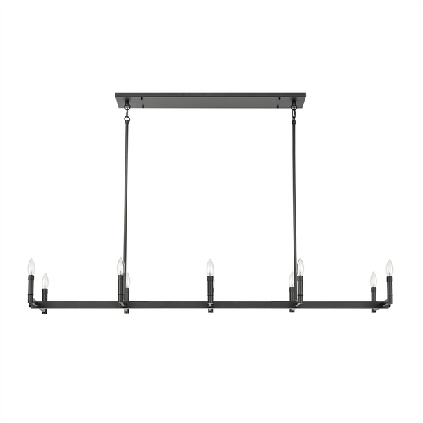 Daxley Ten Light Linear Chandelier, Matte Black, 10-Candle, E12 Candelabra Base, 120V