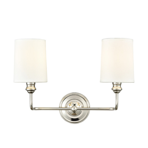 Leena Two Light Vanity, Polished Nickel, 2-Light, E12 Candelabra Base, 120V, 120W Total