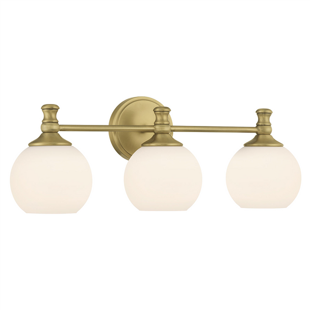 Orlisse Three Light Vanity, Vintage Brass, 3-Light, Medium (E26) Base, 120V