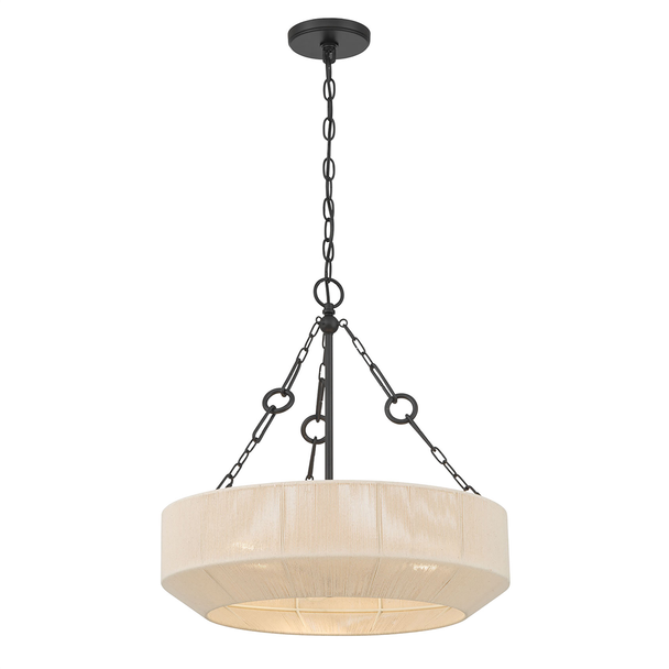 Tresselle Three Light Chandelier, Matte Black, 3-Light, Medium (E26), 120V