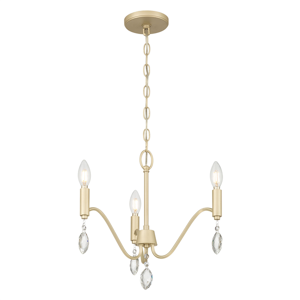 Aureline Three Light Chandelier, 3-Light, Aged Silver, 120V, 3x60W, E12 Candelabra