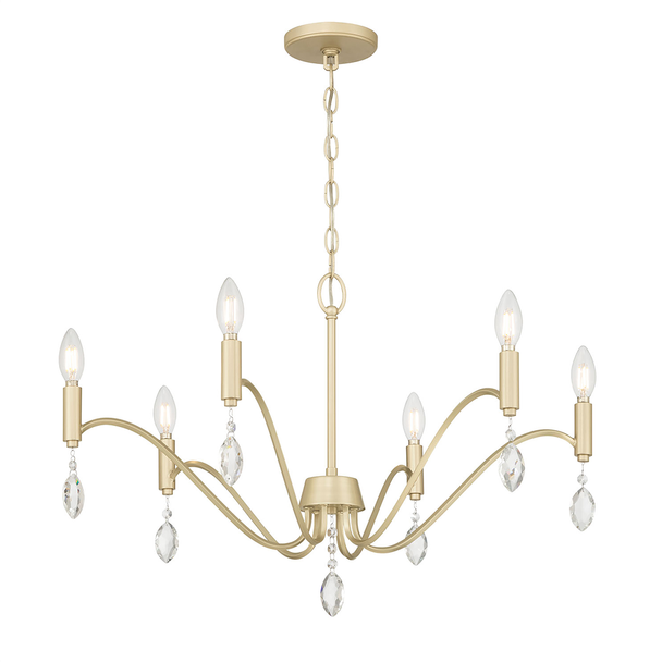 Aureline Six Light Chandelier, 6-Light, Aged Silver, 120V, 360W Total, E12 Candelabra Base