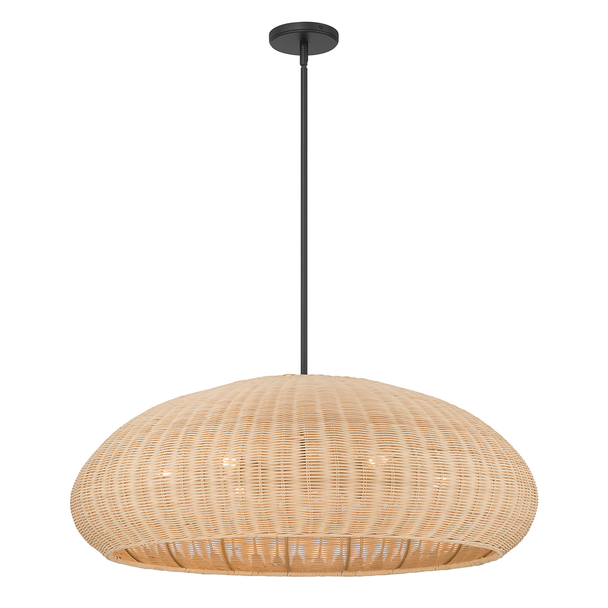 Natora Six Light Pendant, Matte Black, 6-Candle, E12 Candelabra Base, 120V