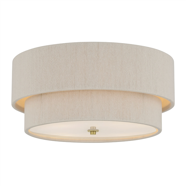 Helbert Four Light Flush Mount, Vintage Brass, 4-Light, E12 Candelabra Base, 120V, 240W Total, 18" Diameter, 8" Height