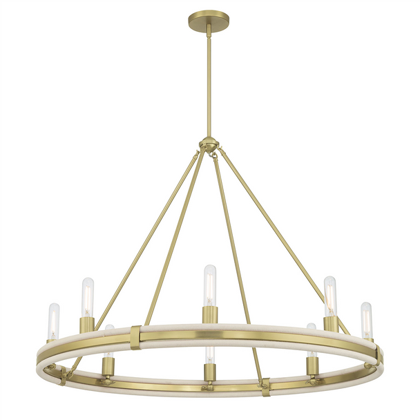 Rovessa Eight Light Chandelier, Vintage Brass, 8-Candle, E12 Candelabra Base, 120V