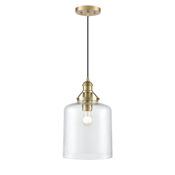 Millennium Lighting Khrisa One Light Pendant, Vintage Brass, 1-Light, Medium E26 Base, 100W, 120V, Clear Hammered Glass