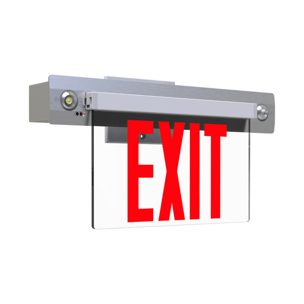 Red Edgelit Surface Combo Exit & Emergency Light 120-277V