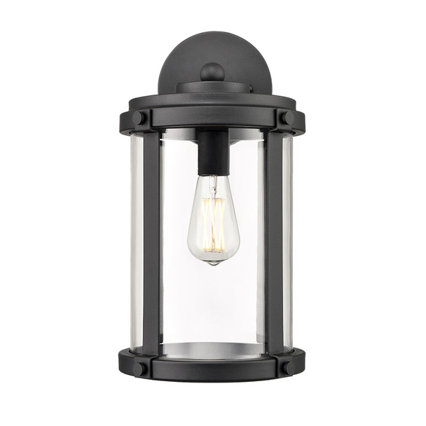 One Light Outdoor Wall Mount, 1-Light, Medium (E26) Base, 60W, 120V, Textured Black, Clear Glass