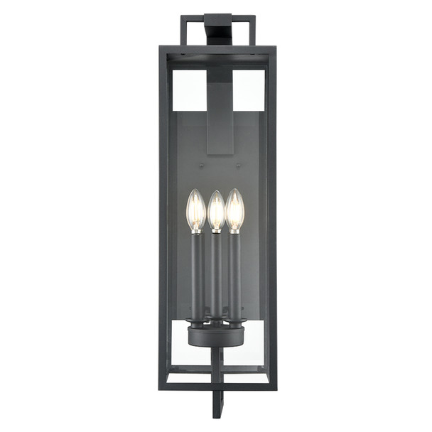 Lamont Outdoor Wall Mount, 3-Light, Textured Black, Clear Glass, 120V
