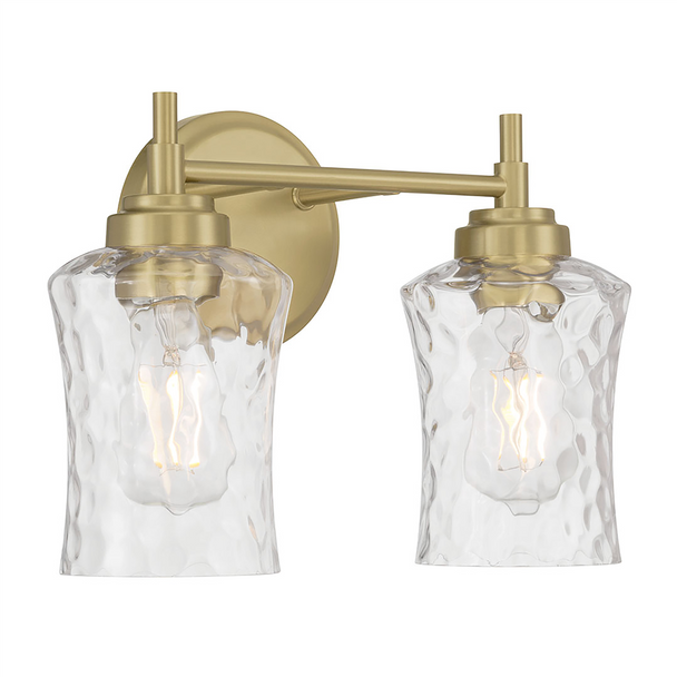 Clarvyn Two Light Vanity, Vintage Brass, 2-Light, Medium (E26) Base, 120V