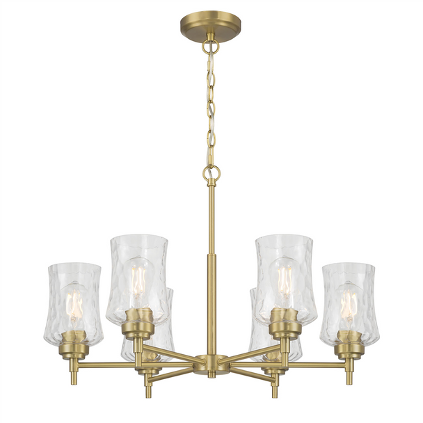 Clarvyn Six Light Chandelier, Vintage Brass, 6-Light, E26 Medium Base, 120V
