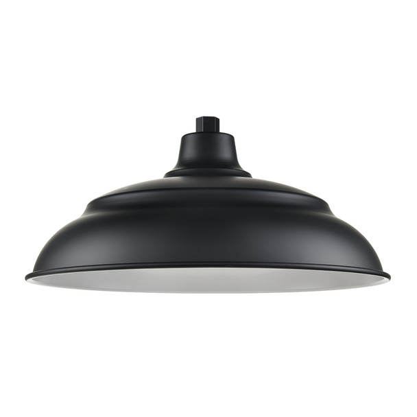R Series 20" Aluminum Warehouse One Light Shade, Satin Black, 100W, 120V, E26 Medium Base, Wet Location