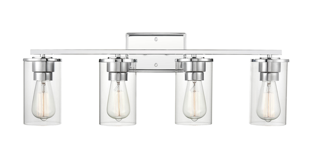 Millennium Lighting Verlana 2704 Three Light Wall Sconce, Chrome, 4-Light, Medium E26 Base, 120V, Clear Glass