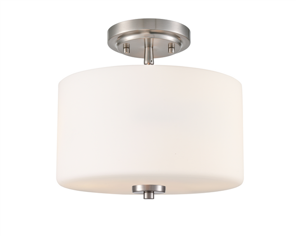 Verlana Two Light Semi-Flush Mount, Brushed Nickel, 2-Light, 120V, 60W per bulb