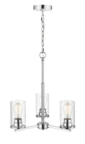 Verlana Three Light Chandelier, Chrome, 3-Light, Medium (E26) Base, 120V