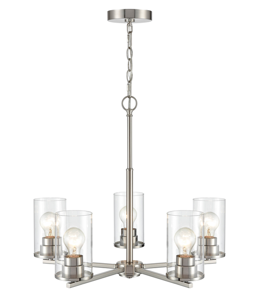 Verlana Five Light Chandelier, Brushed Nickel, 5-Light, Medium (E26), 120V