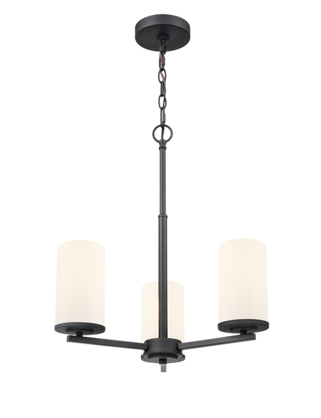 Verlana Three Light Chandelier, Matte Black, 3-Light, Medium (E26), 120V