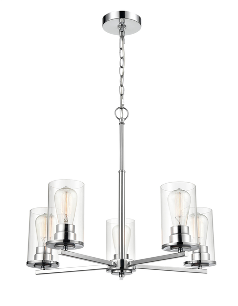 Verlana Five Light Chandelier, Chrome, 5-Light, Medium (E26) Base, 120V