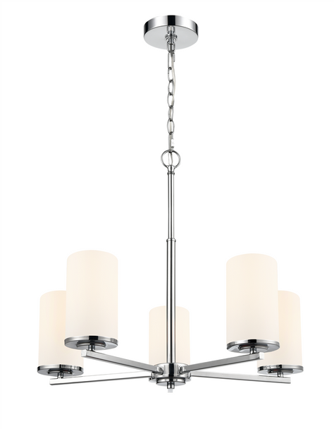 Verlana Five Light Chandelier, Chrome, 5-Light, Medium (E26) Base, 120V