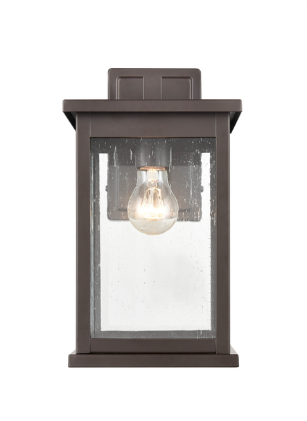 Millennium Lighting Bowton One Light Outdoor Wall Mount, Powder Coated Bronze, Clear Seeded Glass, 1-Light, Medium E26 Base, 120V