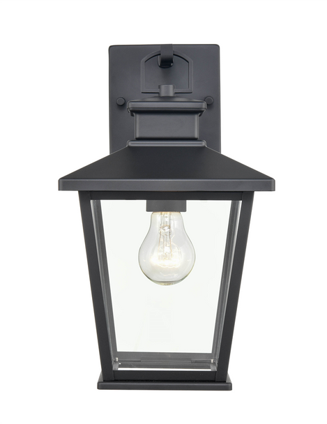 Millennium Lighting Bellmon One Light Outdoor Wall Mount, 1-Light, Medium (E26) Base, 60W, 120V, Powder Coated Black, Clear Glass