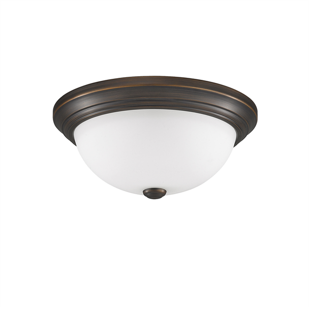 Millennium Lighting 4903 2-Light Flushmount, Rubbed Bronze, 13" Width, Faux Alabaster Glass