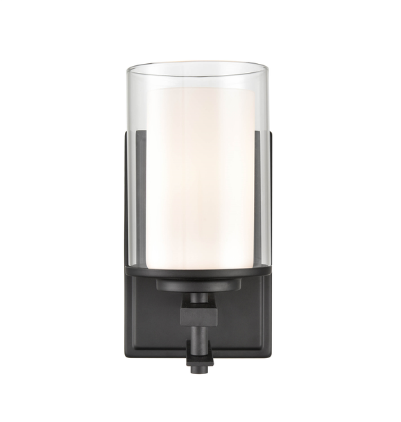 Huderson One Light Sconce, Matte Black, 1-Light, Medium E26 Base, 120V