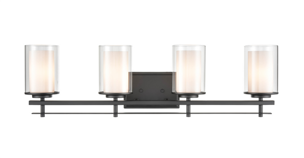Huderson Four Light Vanity, Matte Black, 4-Light, Medium (E26) Base, 120V