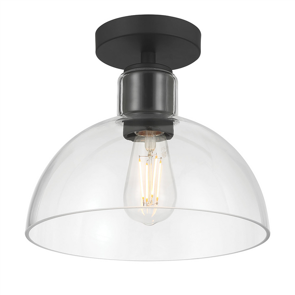 Knightsdale One Light Semi-Flush Mount, Matte Black, 1-Light, Medium (E26) Base, 120V