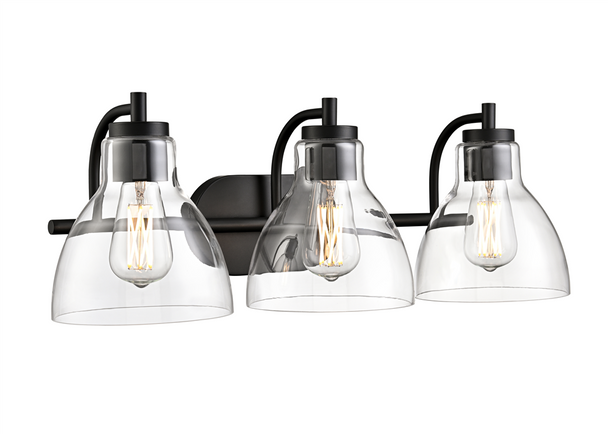 Knightsdale Three Light Sconce, Matte Black, 3-Light, Medium (E26) Base, 120V