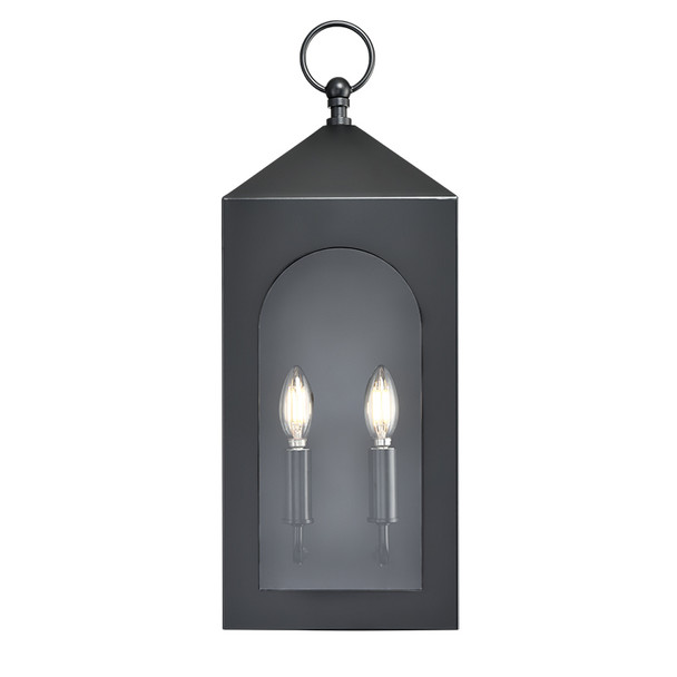 Bratton Two Light Outdoor Wall Mount, Powder Coated Black, 2-Candle, E12 Candelabra Base, 120V