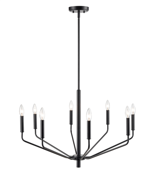 Millennium Lighting Laurel 8-Light Chandelier, Matte Black, 8-Candle, 120V