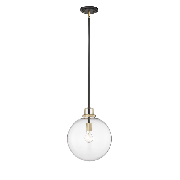 Melrosa One Light Pendant, Matte Black/Modern Gold, 1-Light, Medium E26 Base, 120V