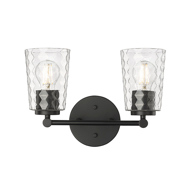 Millennium Ashli Two Light Vanity, 2-Light, Matte Black, Clear Honeycomb Glass, 120V