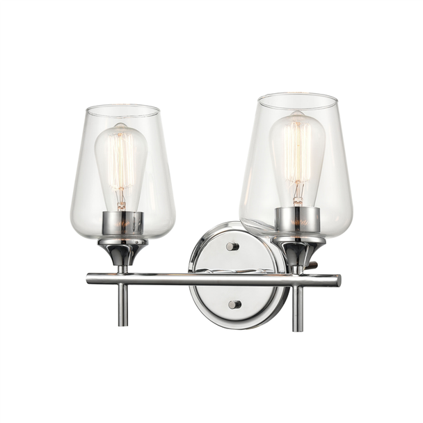 Millennium Lighting Ashford Two Light Vanity, 2-Light, Chrome, Clear Glass, Medium (E26) Base, 120V