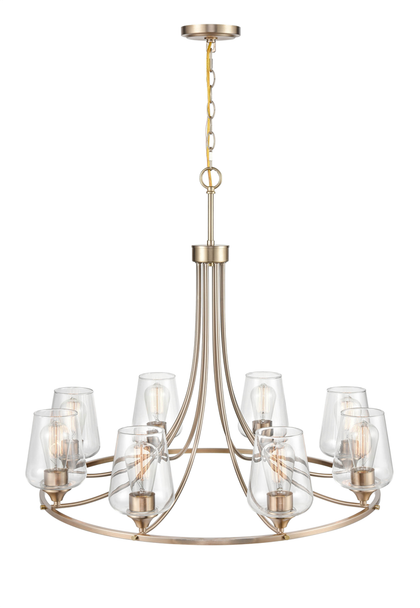 Millennium Lighting Ashford Eight Light Chandelier, 8-Light, Modern Gold, Clear Glass, Medium (E26) Base, 120V