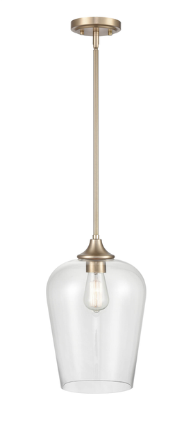 Millennium Lighting Ashford One Light Pendant, Modern Gold, 1-Light, Medium (E26) Base, 100W, 120V, Clear Glass