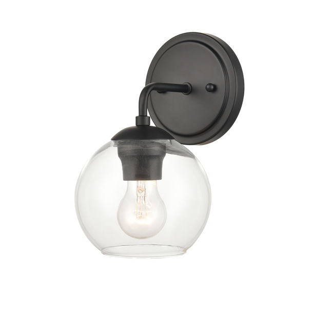 Millennium Lighting 9751 One Light Vanity, Matte Black, 1-Light, Medium (E26) Base, 100W Max, 120V, Clear Glass, Damp Location