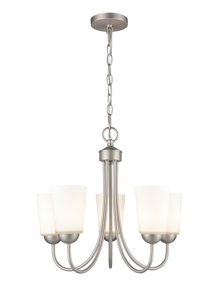 Ivey Lake Five Light Chandelier, 5-Light, Satin Nickel, Medium (E26) Base, 120V