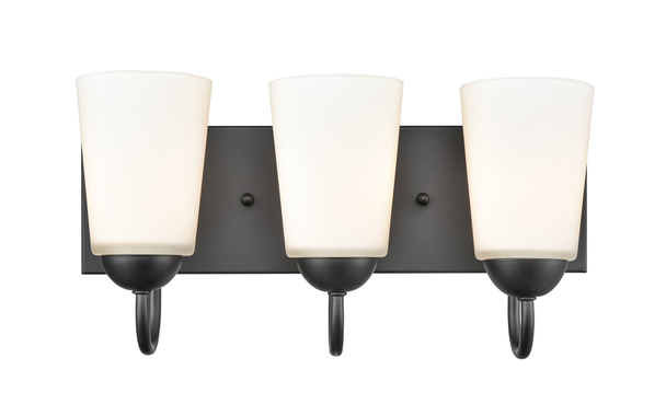 Millennium Lighting 9813 Three Light Vanity, Matte Black, 3-Light, Medium (E26) Base, 120V