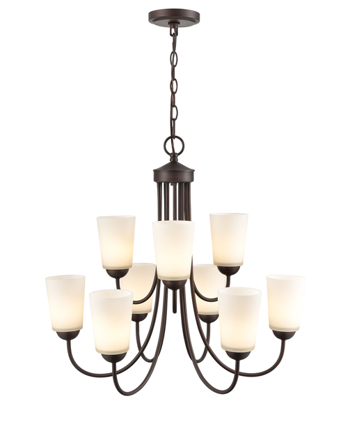 Ivey Lake Nine Light Chandelier, Rubbed Bronze, 9-Light, Medium (E26) Base, 120V
