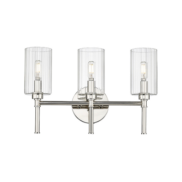 Chastine Three Light Vanity, Polished Nickel, 3-Light, 120V, 180W Total
