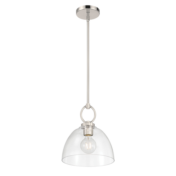 Velto One Light Pendant, Polished Nickel, 1-Light, Medium (E26) Base, 120V