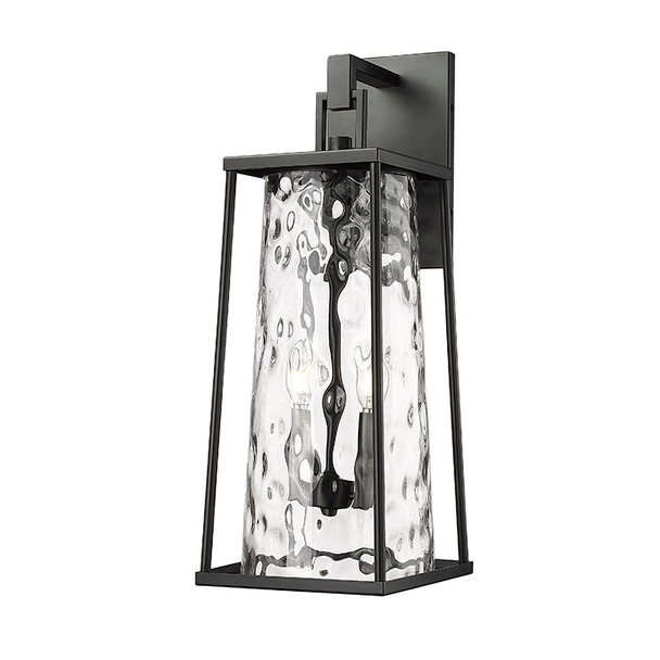 Dutton Two Light Outdoor Wall Sconce, Powder Coated Black, 2-Candle, E12 Base, 120V